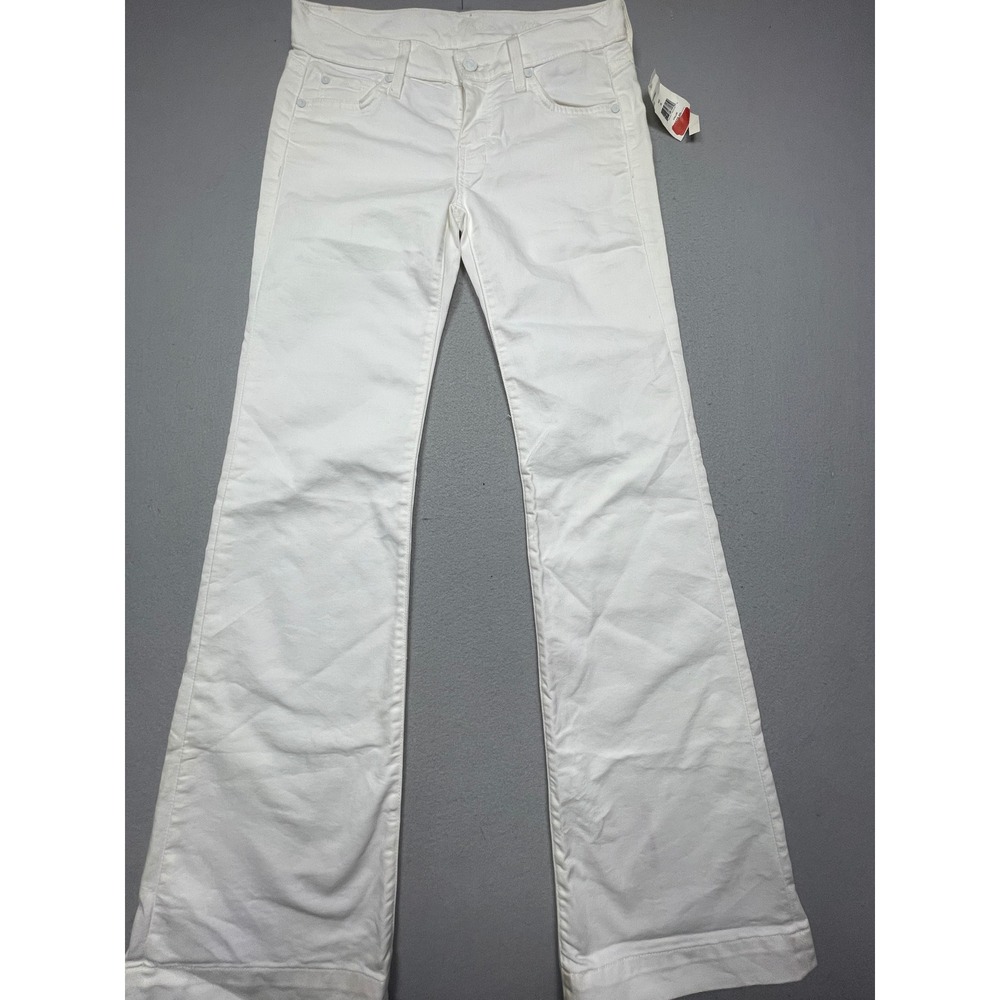 7 For All Mankind Flare Jeans Cotton Polyester White 26 Womens